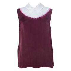 Miu Miu Burgundy White Ombre Coated Satin Sleeveless Top M 