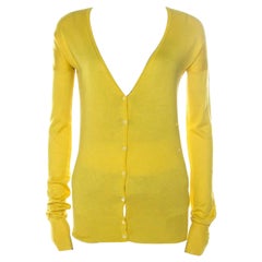 Joseph Yellow Silk Blend Knit Button Front Cardigan S