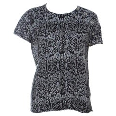 Zadig and Voltaire Grey & Black Printed Half Sleeve Silk-Cashmere Blend Top M 