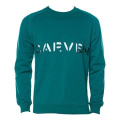 Carven Teal Green Cotton Cutout Detail Sweatshirt L