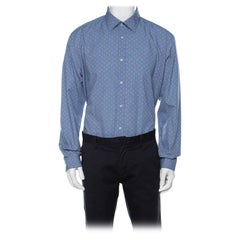 Chemise bleue carrée en coton Patterm Balmain XL 