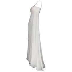 Used Versace Silk Chiffon Crystal Grecian Meander Evening Gown Wedding Dress