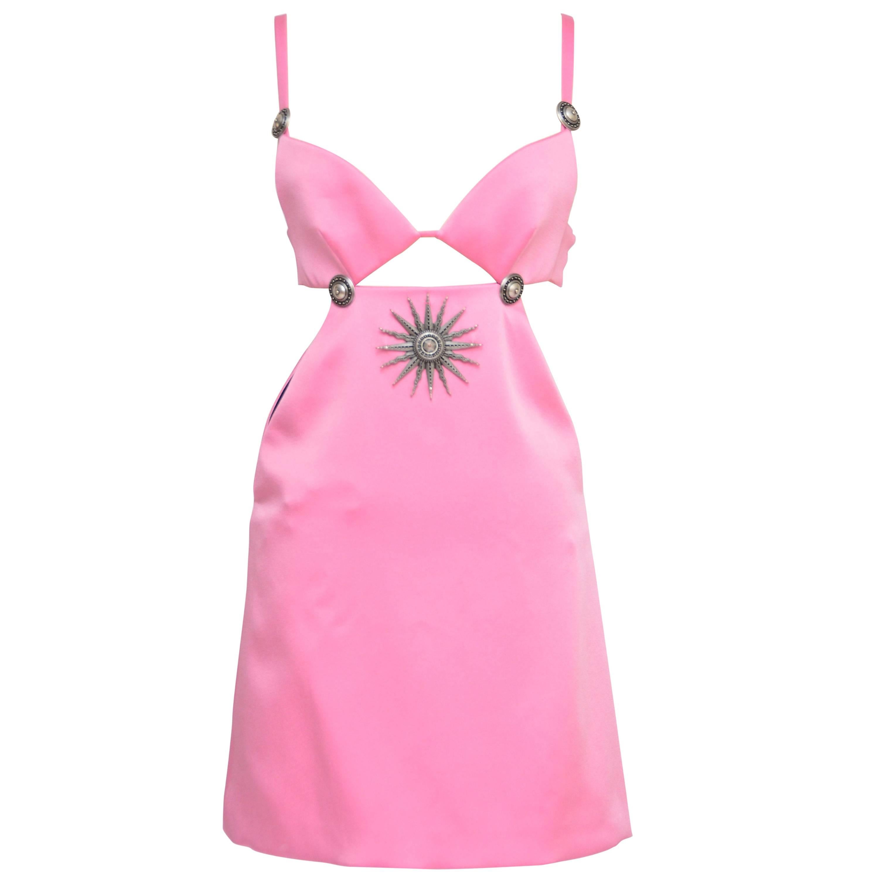 Pink Fausto Puglisi 2016 Embellished Mini Dress Seen On Jennifer Lopez NEW