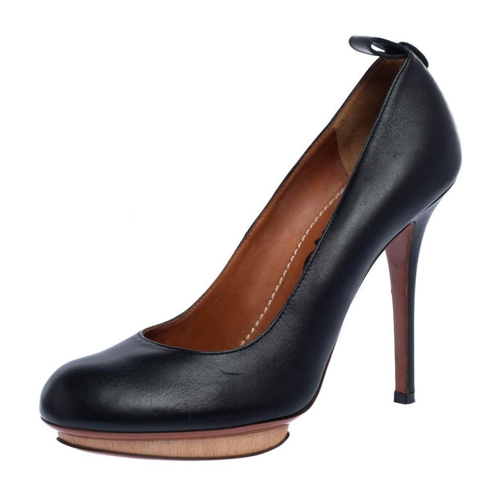 Lanvin Black Leather ETE 2010 Platform Pumps Size 37.5