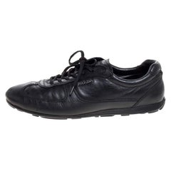 Prada Sport Black Leather Lace Low Top Sneakers Size 43