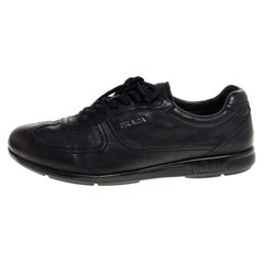 Prada Sport Black Leather Lace Up Low Top Sneakers Size 42.5
