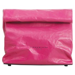 Simon Miller Pink/Black Leather Small Lunch Bag Clutch 