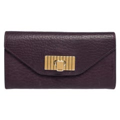 Used Chloe Purple Leather Sally Continental Wallet