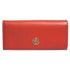 Tory Burch Red Leather Robinson Flap Continental Wallet