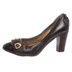 Chloe Brown Leather Buckle Detail Pumps Size 37