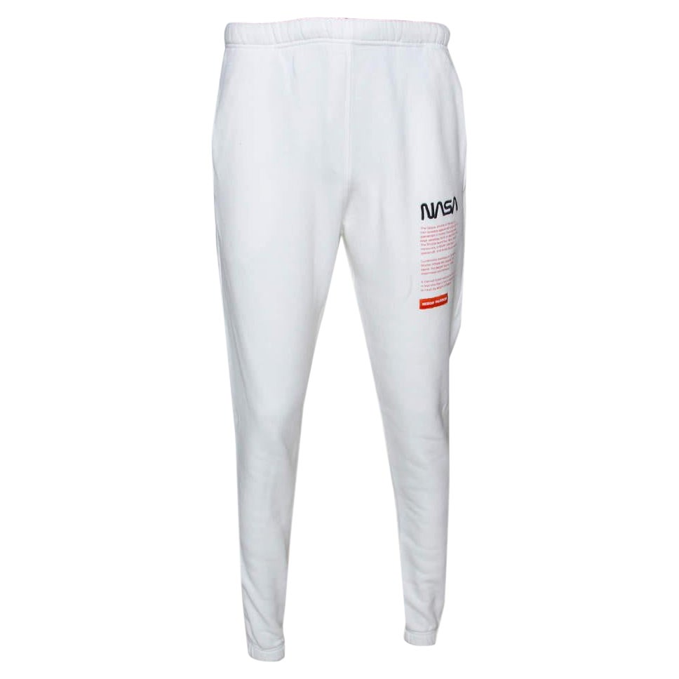 Heron Preston White Knit NASA Track Pants M