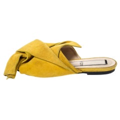 N21 Mustard Yellow Suede Knot Flat Mules Size 36