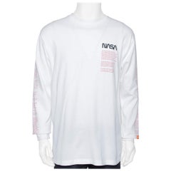 Heron Preston Weißer Nasa Facts Baumwollpullover mit Facts-Druck S