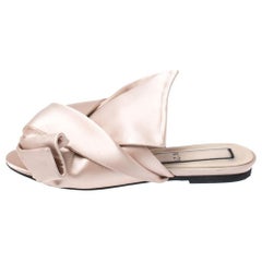 Mules plates en satin beige N21, taille 36