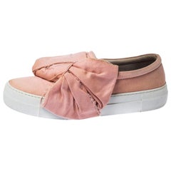 Joshua Sanders Light Pink Canvas Bow Slip On Sneakers Size 40