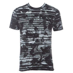 McQ by Alexander McQueen Brown and White Worn Striped Cotton T Shirt M 