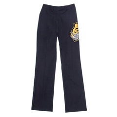 Pantalon droit Ferre GF bleu marine avec appliqués en crête de coton S