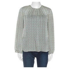CH Carolina Herrera Blusa de Seda con Estampado Geométrico Crema M