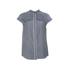 GF Ferre Grau Baumwolle Gingham karierte Bluse mit Schleife Detail XS 