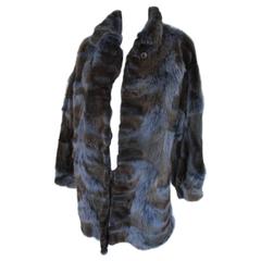 beautiful blue/brown dyed fox fur coat 8