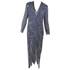 Blue & Silver Vintage Beaded Kaftan