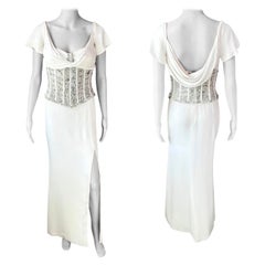 Used Roberto Cavalli Embellished Corset Empire Silhouette Evening Dress Gown