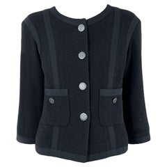 Used Chanel Timeless CC Buttons Black Tweed Jacket