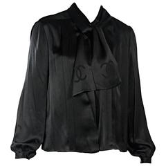 Black Vintage Chanel Pussy Bow Top