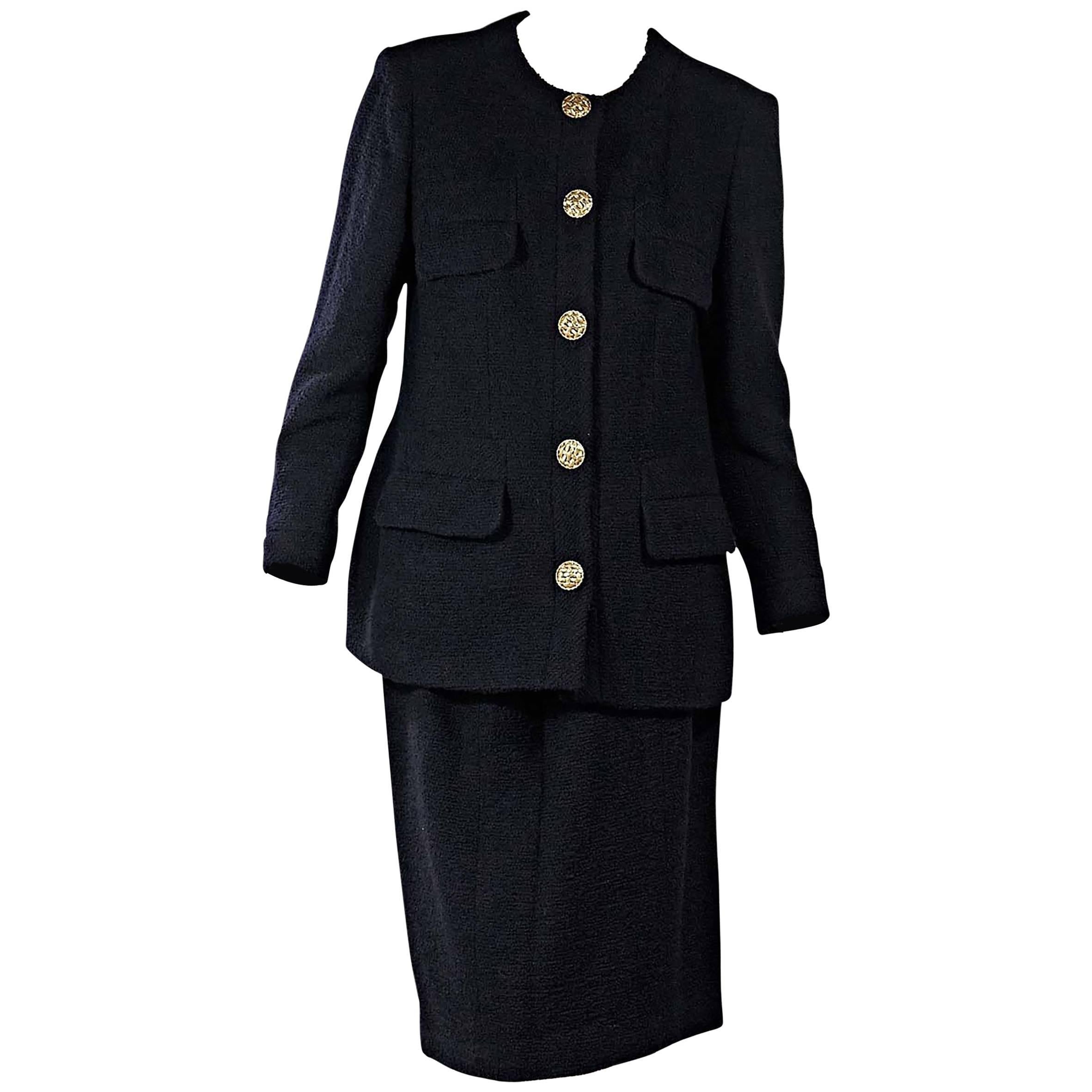 Navy Vintage Chanel Skirt Suit Set