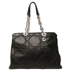 Dior Granville Macrocannage Pelle Nera Borsa A Spalla aus Pelle 