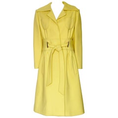 Mod Originala Coat Bright Yellow Wool with Tie Waist