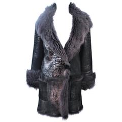 HUGO BOSS Gun Metal Metallic Lamb Coat Size 8