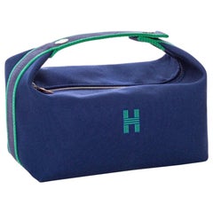 Hermès Blau und Eukalyptus Grün Canvas Bride-a-Brac Case Large