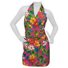 Retro Bill Blass Pink Tropical Print Mini Dress