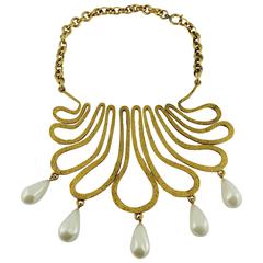 Chanel Vintage 1990s Gorgeous Gold Toned Arabesque Bib Necklace 2