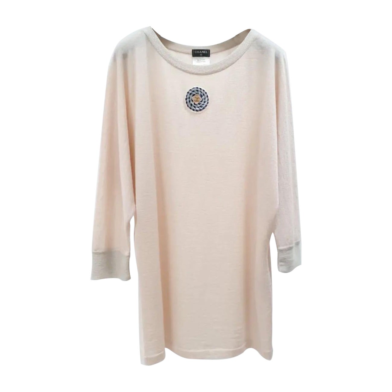 Chanel Rosa Claro Cachemira CC Logo Top Jersey Jersey Top