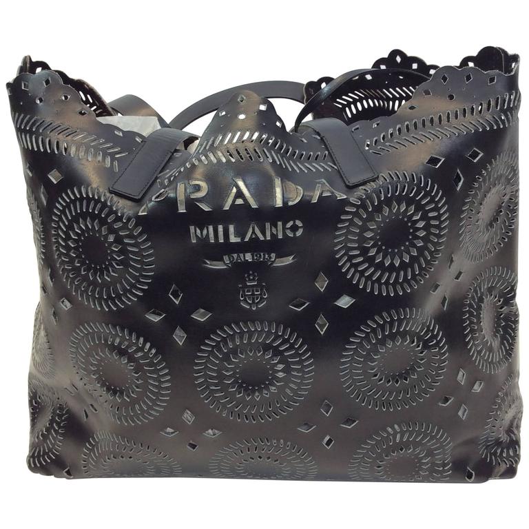 Prada Black Mandala Laser Cut Tote Bag For Sale at 1stDibs prada