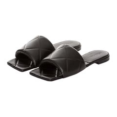 Bottega Veneta Noir Cuir The Rubber Lido Flat Sandals 39.5 