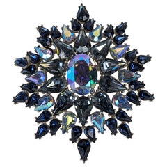 Retro Trifari Aurora and Sapphire Jeweled Crest