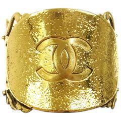 Chanel RARE Vintage Gold Filigree Oversize Charm Cut Out Evening Cuff Bracelet