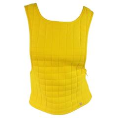 CHANEL Size 10 Yellow Quilted Neoprene Vest Spring 2000