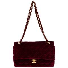 Chanel Burgundy Velvet Double Flap 10"