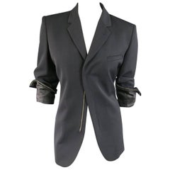 Jean Paul Gaultier Black Wool Blend Zip Cuff Sport Coat Jacket