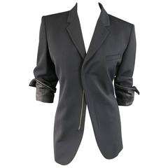 JEAN PAUL GAULTIER Size 8 Black Wool Blend Zip Cuff Sport Coat Jacket 10