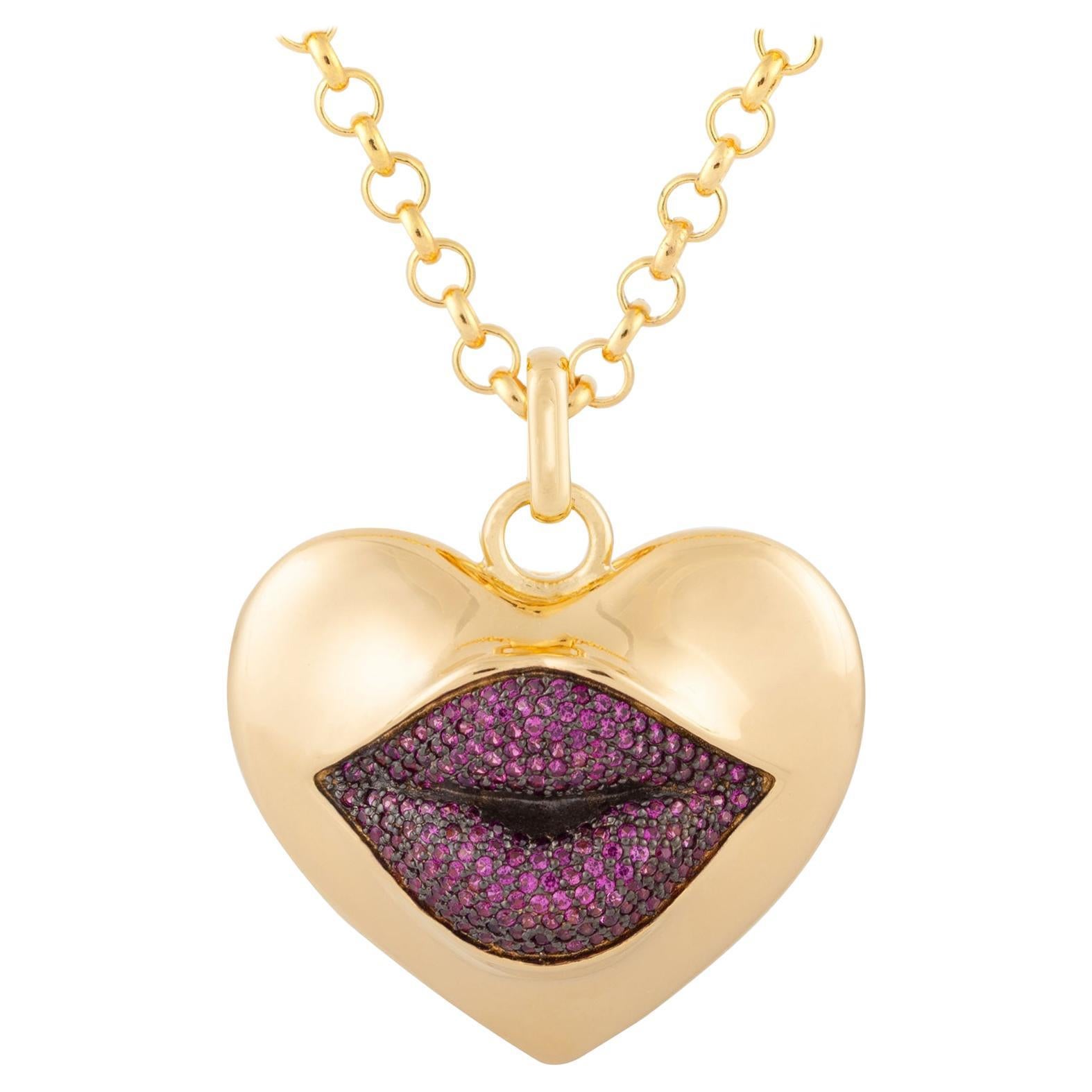 Naimah Love Lips Statement Necklace, Ruby For Sale
