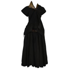 Vintage Junya Watanabe Iconic Black Cotton Zipper Collar Ensemble 2005