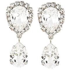 Dolce & Gabbana NEW Silver Swarovski Crystal Dangle Evening Earrings in Box