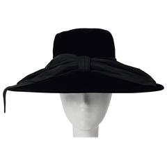 60s Black Velvet Bow Hat Audrey Hepburn Style 