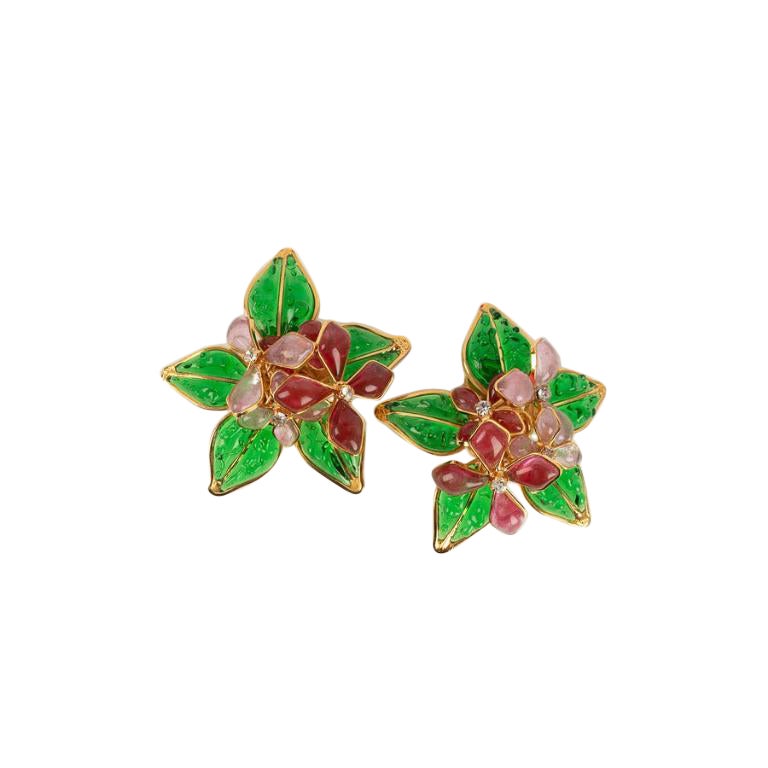 Orecchini a clip Augustine in metallo dorato e strass
