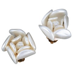 Vintage Chanel Camellia Clip-on Earrings, 1997 